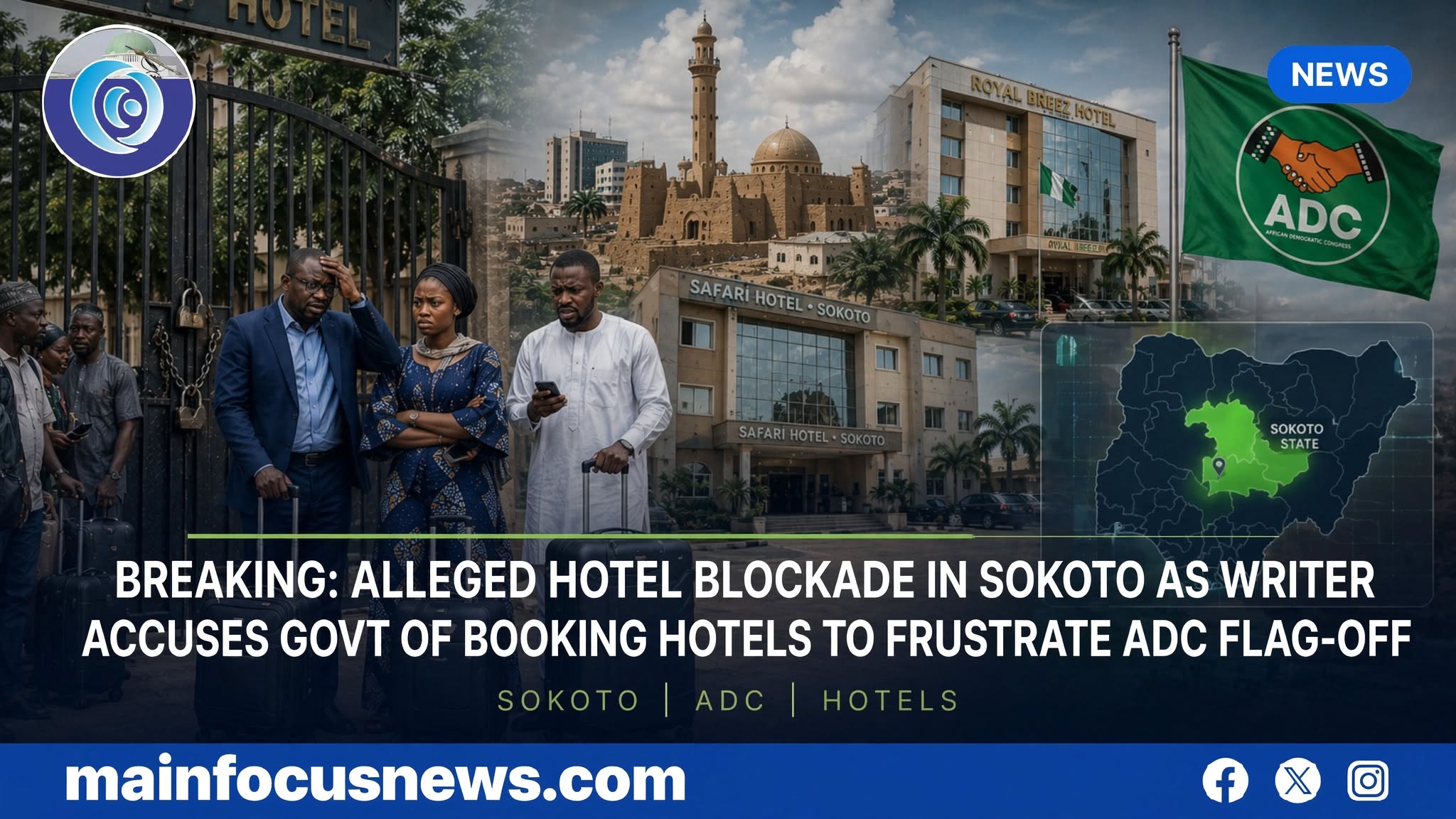 Alleged Hotel Blockade In Sokoto: Writer Accuses Govt Of Booking Hotels To Frustrate ADC Flag-Off