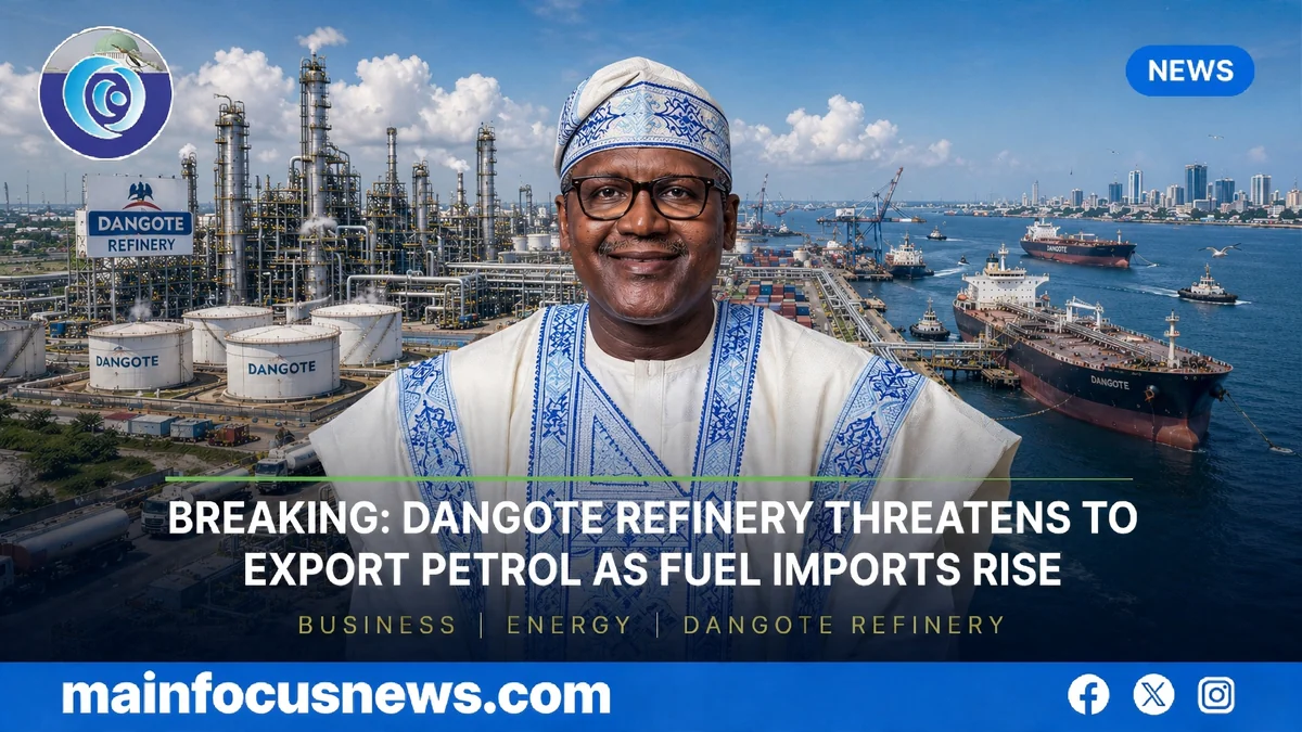 BREAKING: Dangote Refinery Threatens To Export Petrol As Fuel Imports Rise, Citing Low Local Demand